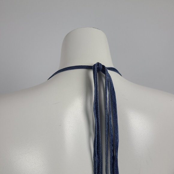 Love Stitch Dark Blue Chambray Halter Dress Size S/M NWT - Picture 8 of 11